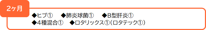 ヒブ① 肺炎球菌① B型肝炎① 4種混合① ロタテックス①(ロタテック①)
