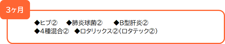 ヒブ②　肺炎球菌②　B型肝炎②　4種混合②　ロタテックス②（ロタテック②）